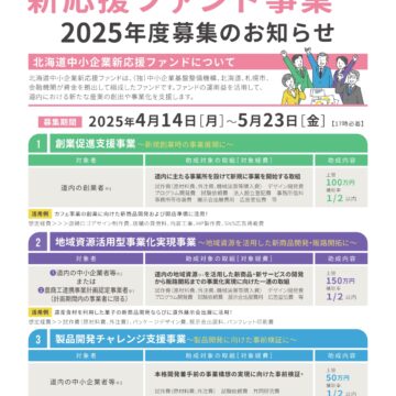 北海道中小企業新応援ファンド事業の募集