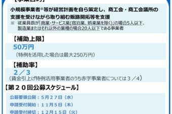 小規模事業者持続型補助金　一般型・創業型のご案内